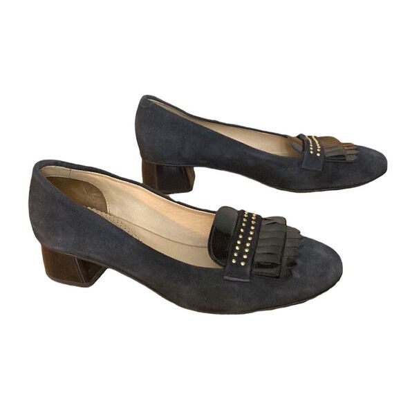 Napoleoni Suede Made in Italy Heeled Loafers Office Work Size 38 - Picture 8 of 11